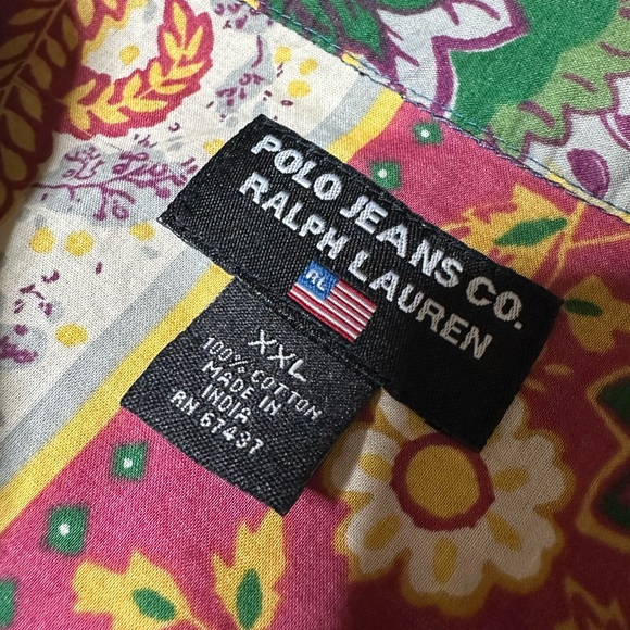 VTG Polo Jeans Co. Ralph Lauren Button Down Short Sleeve Shirt Men's Hawaiian - Picture 2 of 5